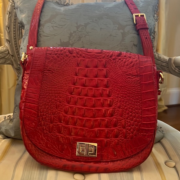 Brahmin Bags Brahmin Full Size Sonny Red Melbourne Flap Saddle Bag With Brahmin Dust Bag